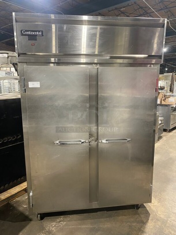 Continental Solid 2 Door All Stainless Steel Reach In Freezer! Model DL2FE-SS Serial 143B9271! 115V 1 Phase! On Casters!  