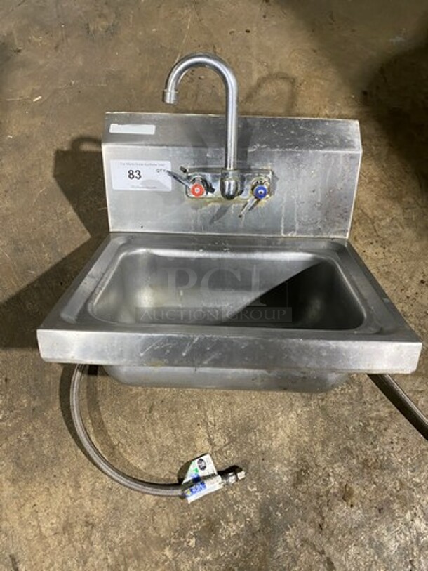 Commercial Stainless Steel Hand Sink! With Back Splash! With Faucet And Handles!