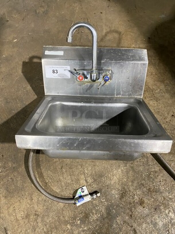 Commercial Stainless Steel Hand Sink! With Back Splash! With Faucet And Handles! - Image 1 of 9