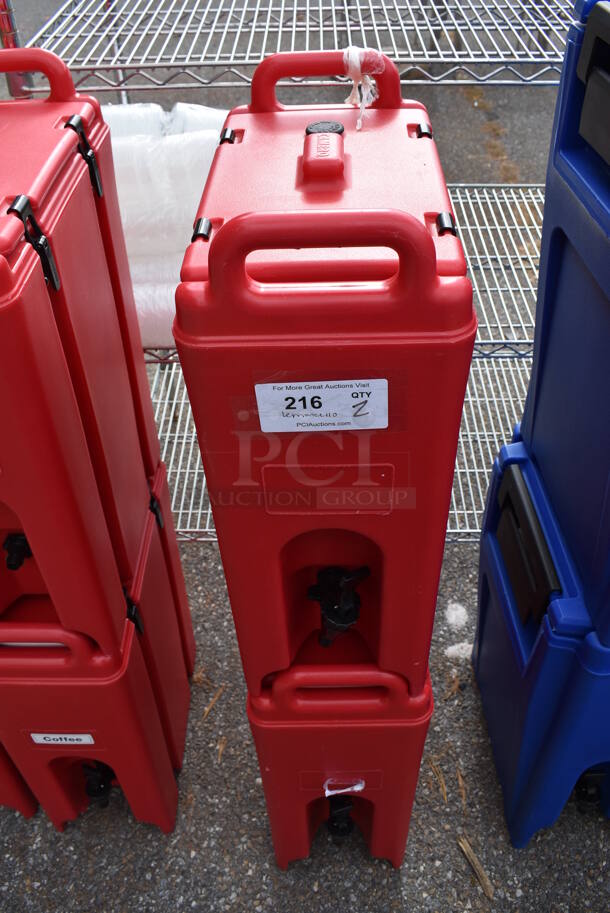 2 Cambro 500LCD Red Poly Insulated Beverage Holder Dispensers. 9x16.5x24. 2 Times Your Bid!