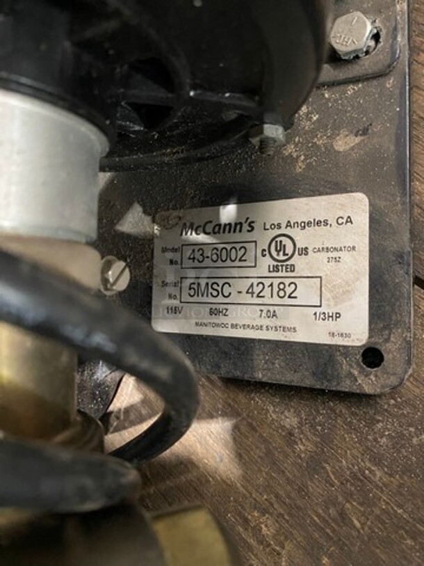 McCann's Commercial Carbonator! Model: 436002 SN: 5MSC42182 115V - Image 6 of 6