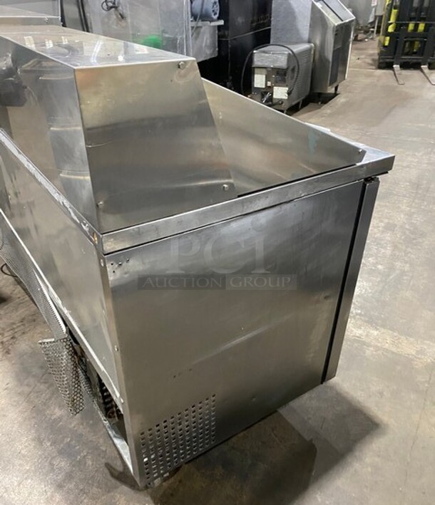 True Commercial Refrigerated Mega Top Sandwich Prep Table! With 3 Door Storage Space Underneath! Poly Coated Racks! All Stainless Steel! On Casters! Model: TSSU7218 SN: 14477571! 115V 60HZ 1 Phase! - Image 4 of 9