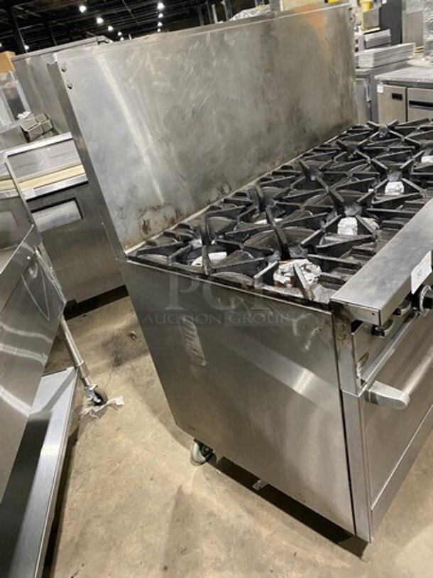 Sunfire Commercial Natural Gas Powered 10 Burner Stove! With Raised Back Splash! With 2 Full Size Oven Underneath! All Stainless Steel! On Casters! - Image 2 of 11