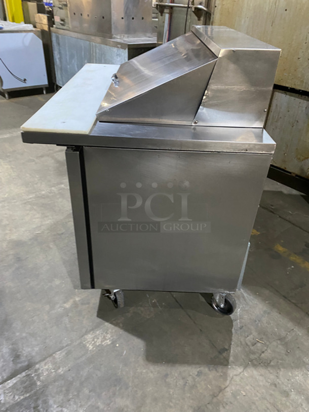True Commercial Refrigerated Sandwich Prep Table! With Commercial Cutting Board! With 2 Door Storage Space Underneath! All Stainless Steel! On Casters! Model: TSSU4818MBHC SN: 9192478 115V 60HZ 1 Phase - Image 3 of 10