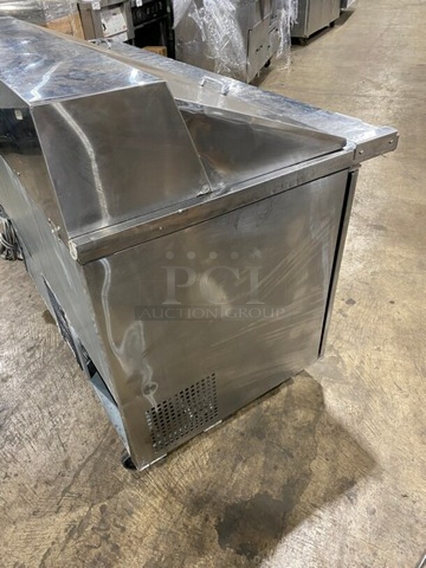 Turbo Air Commercial Refrigerated Sandwich Prep Table! With 3 Door Storage Space Underneath! Poly Coated Racks! All Stainless Steel! On Casters! Model: MST7230 SN: MM7T808001 115V 60HZ 1 Phase - Image 4 of 10