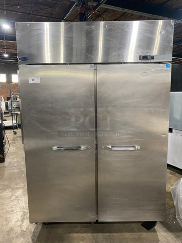 Norlake Commercial 2 Door Reach In Cooler! With Poly Coated Racks! All Stainless Steel! On Casters! Model: NR522SSS SN: 11090413 115V 60HZ 1 Phase  - Image 1 of 8