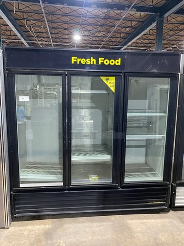 True Commercial 3 Door Reach In Cooler Merchandiser! With View Through Doors! Poly Coated Racks! Model: GDM72 SN: 14388341 115V 60HZ 1 Phase