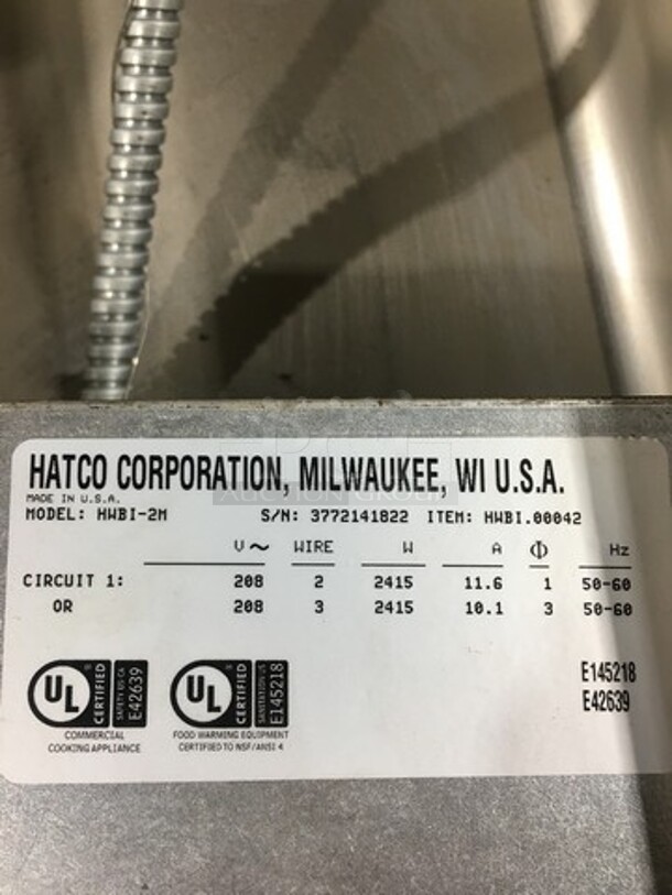 FAB! NEW OUT OF THE BOX! Hatco Commercial Countertop 2 Well Food Warmer! All Stainless Steel! Model: HWBI2M SN: 3772141822 208V 60HZ 1 Phase - Image 6 of 6