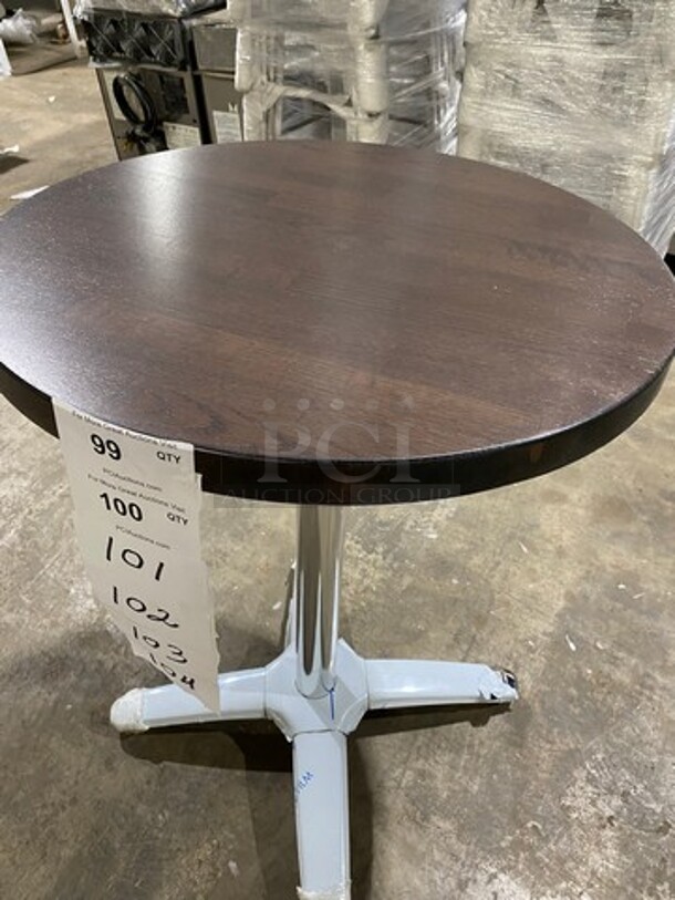 Brand New! Red Oak 24 Inch Round 1.5" Thick BUTCHER BLOCK Style Dining Table! Walnut Finish! With Polished Base!  - Image 4 of 10