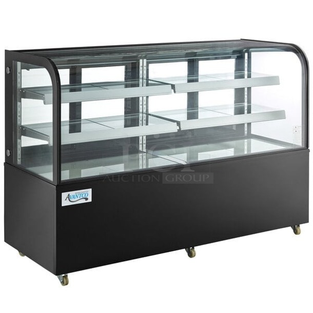 BRAND NEW SCRATCH & DENT! Avantco BC-72-HC 72" Curved Glass Black Refrigerated Bakery Display Case. Front inside layer of glass is broken. S/N:1290702150074 71-1/2x69x26-1/2 - Image 1 of 1