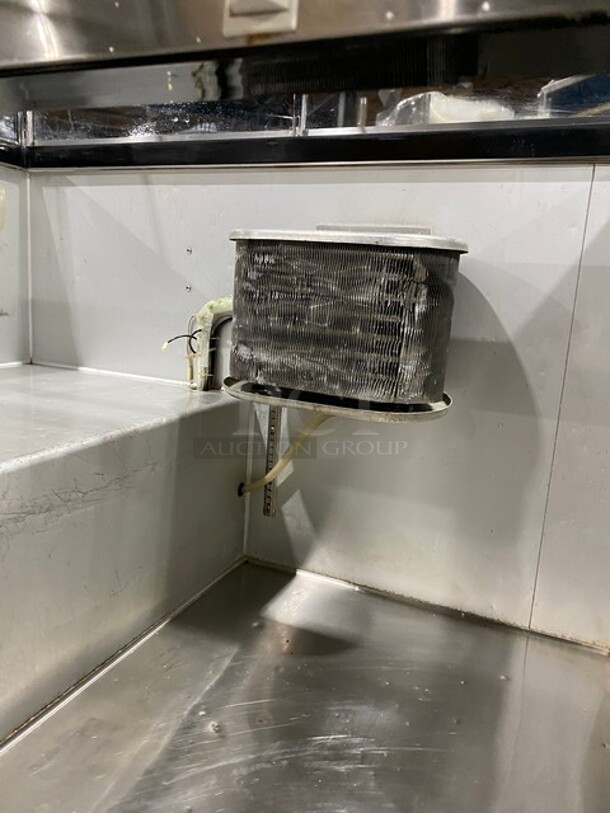Leader Commercial Refrigerated Sandwich/Salad Prep Table! Stainless Steel! With Glass Top Display and Shelves! With 2 Door Rear Access! With Full Length Cutting Board! On Casters! 115V 1 Phase! Model: LM48 S/C SN: GX09S1105E! - Image 8 of 10