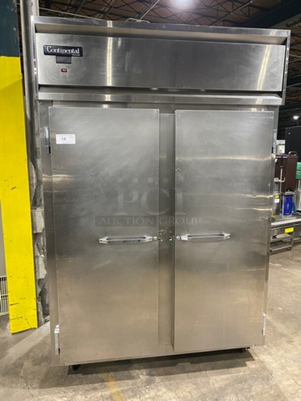 Continental Commercial 2 Door Reach In Freezer! Solid Stainless Steel! On Casters! Model: DL2FESS SN: 143B9271 115V 60HZ 1 Phase