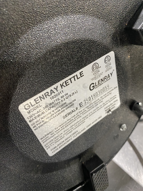NICE! Glenray Commercial Countertop Soup Kettle/Food Warmer! Model 1026011 Serial E35018030059! 120V 1Phase! - Image 5 of 6