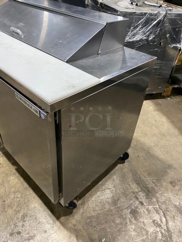Beverage Air Commercial Refrigerated Sandwich Prep Table! With Commercial Cutting Board! With 2 Door Storage Space Underneath! All Stainless Steel! On Casters! Model: SPE4810 SN: 10704972 115V 1 Phase - Image 2 of 12