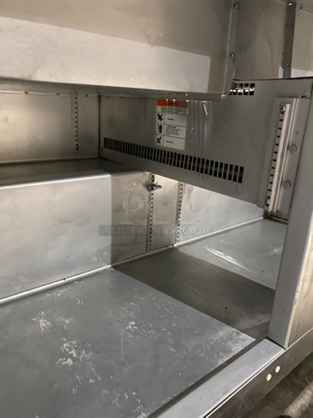 Traulsen Commercial Refrigerated Sandwich Prep Table! With Commercial Cutting Board! With 2 Door Storage Space Underneath! All Stainless Steel! On Casters! 115V 60HZ 1 Phase - Image 6 of 8