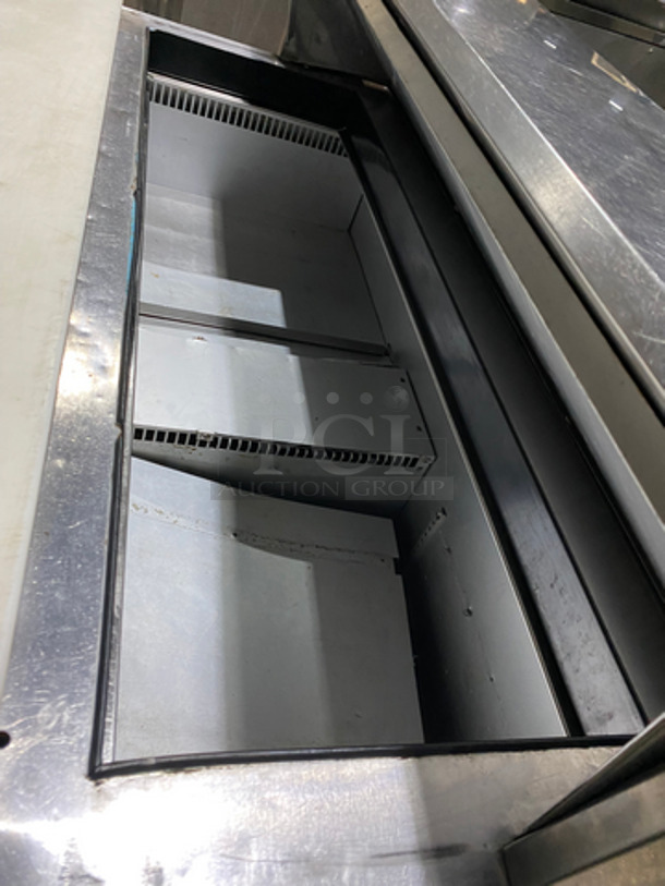Traulsen Commercial Refrigerated Sandwich Prep Table! With Commercial Cutting Board! With 2 Door Storage Space Underneath! All Stainless Steel! On Casters! 115V 60HZ 1 Phase - Image 8 of 8
