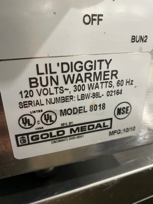 Gold Medal Commercial Countertop Single Drawer Bun Warmer! All Stainless Steel! Model: 8018 SN: LBW98L02164 120V - Image 7 of 8