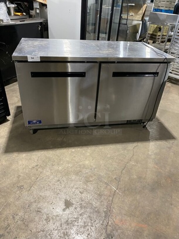 Artic Air Commercial 2 Door Lowboy/Worktop Cooler! With Poly Coated Racks! All Stainless Steel! On Casters! Model: AUC60RZ SN: H22037902 115V 60HZ 1 Phase
