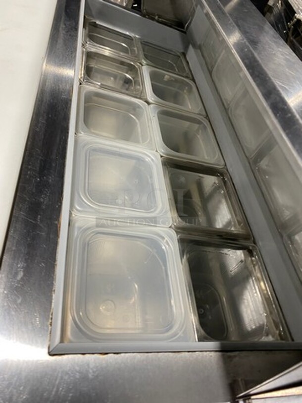 Beverage Air Commercial Refrigerated Sandwich Prep Table! With Commercial Cutting Board! With 2 Door Storage Space Underneath! All Stainless Steel! On Casters! Model: SPE4810 SN: 10704972 115V 1 Phase - Image 11 of 12