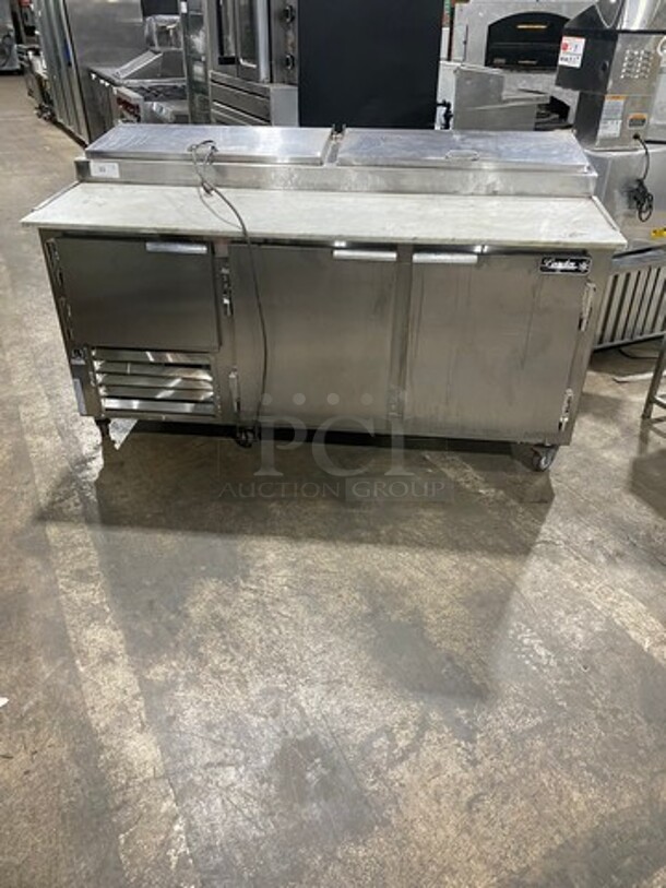 Leader Commercial Refrigerated Marble Top Pizza Prep Table! With 3 Door Underneath Storage Space! All Stainless Steel! On Casters! Model: PT72 SN: PT043536 115V 60HZ 1 Phase - Image 1 of 10