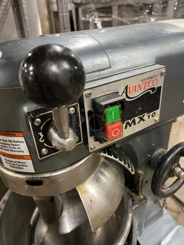 Avantco Commercial Countertop 10QT Planetary Mixer! With Bowl And Bowl Guard! With Spiral Hook, Whisk And Paddle Attachments! Model: MX10 SN: 47047416MX10 120V - Image 7 of 10
