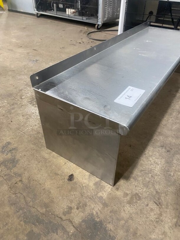 All Stainless Steel! Wall Mounted Commercial Shelf With Backsplash!  - Image 2 of 5