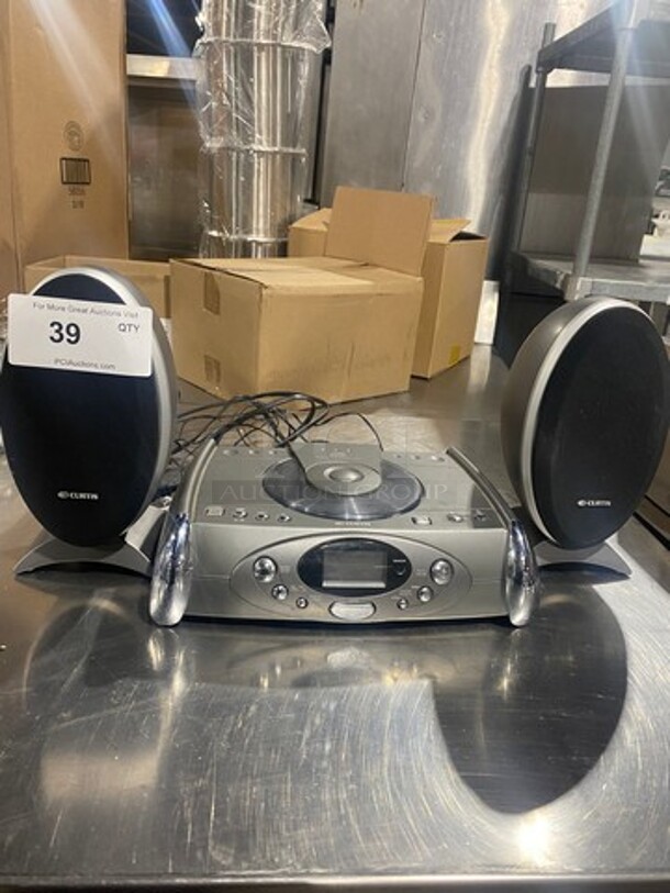 Curtis Countertop CD/ Stereo System! With 2 Speakers! - Image 1 of 10
