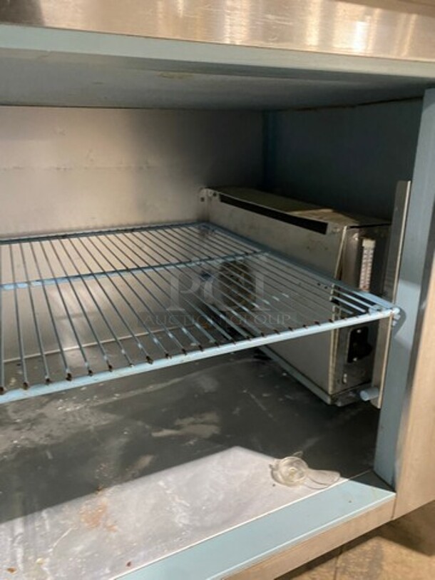 Delfield Commercial Refrigerated Pizza Prep Table! With Commercial Cutting Board! With Single Door Storage Space Underneath! Poly Coated Rack! All Stainless Steel! On Casters! Model: 18648PTB SN: BBR594999T 115V 60HZ 1 Phase - Image 6 of 10