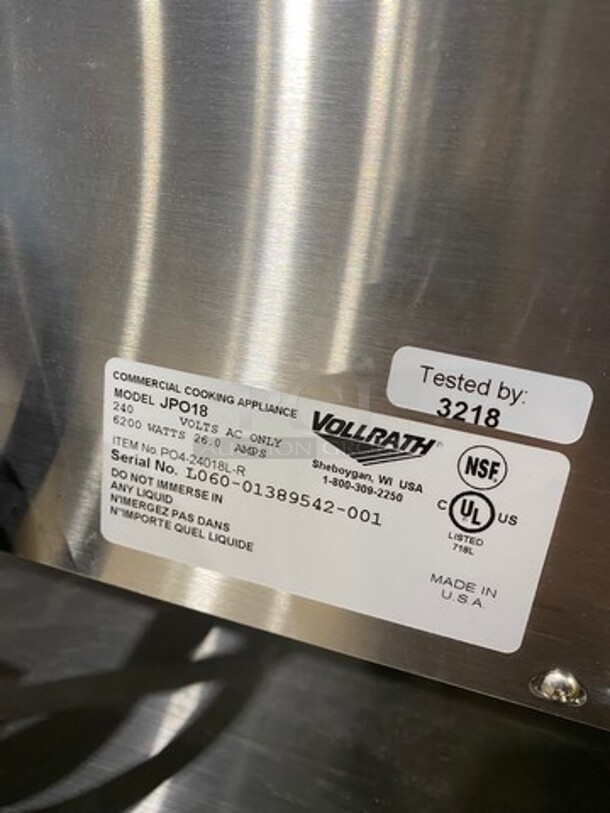 AMAZING! LATE MODEL! Vollrath Commercial Countertop Electric Powered Conveyor Pizza/ Baking Oven! On Legs! On Equipment Stand! With Storage Space Underneath! All Stainless Steel! On Casters! Model: JPO18 SN: L06001389542001 240V! WORKING WHEN REMOVED! - Image 7 of 10