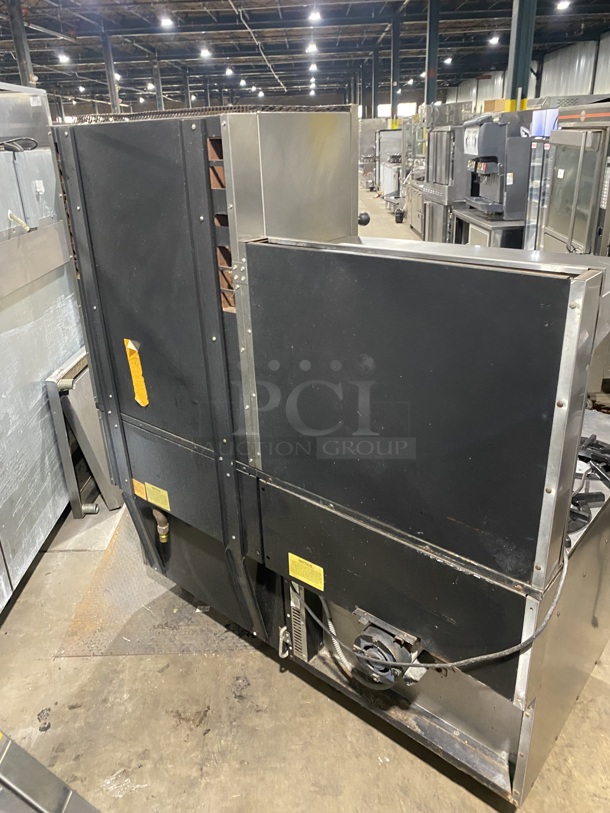 WOW! Southbend/Hussman Natural Gas Powered 12 Burner Stove! With 2 Full Sized  Ovens/One Oven With Convection! With Full Size Salamander! With Metal Oven Racks! With Raised Back Splash & Salamander! All Stainless Steel! On Casters! Working When Removed! - Image 3 of 8