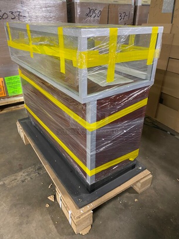 AMAZING! NEW! Commercial Wooden Display Case Merchandiser! With Rear Access Doors! Storage Space Underneath! Wooden With Metal Frame! Perfect For Jewelry Display! - Image 2 of 9