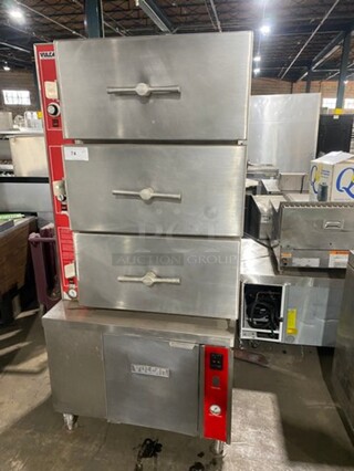 GREAT! Vulcan Commercial Triple Deck Pressure Steam Cooker! All Stainless Steel! On Legs! Model: VHL3G SN: 271155958 120V 60HZ 1 Phase