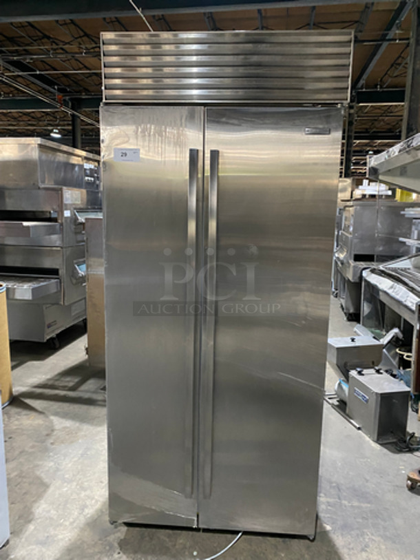 Sub Zero Commercial 2 Door Reach In Refrigerator/Freezer! With Shelves And Poly Coated Racks! All Stainless Steel!