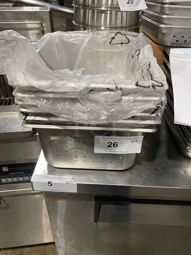 NEW! Winco Stainless Steel Perforated Pans! 6x Your Bid!