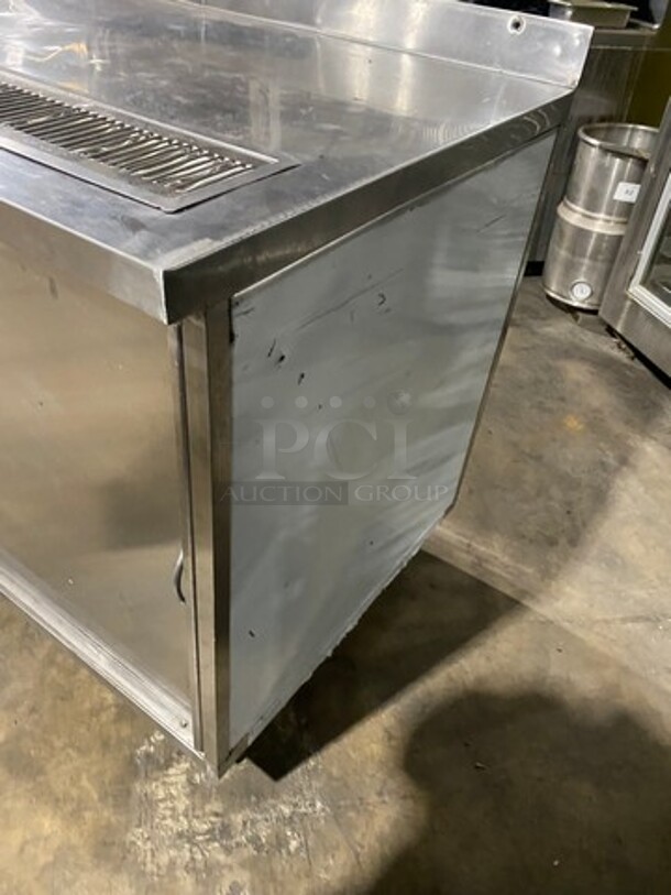 All Stainless Steel Custom Made Commercial Work Top Table! With Drain Board! Perfect For Coffee Stations Or Beverage Stations! With Back Splash! With 4 Door Storage Space Underneath! Solid Stainless Steel! On Legs! - Image 4 of 9