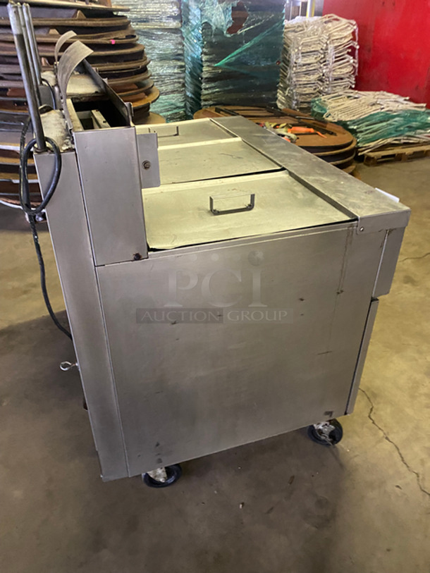 Frymaster Commercial Electric Powered 3 Bay Deep Fat Fryer! With Oil Filter System! With Fryer Covers! All Stainless Steel! On Casters! SN: 0012GI0054 110/120V 60HZ 1 Phase - Image 4 of 12
