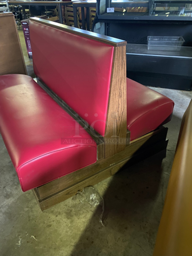 NEW! 2 Dual Sided Red Cushioned Booth Seat! With Wooden Outline! 2x Your Bid! - Image 5 of 8