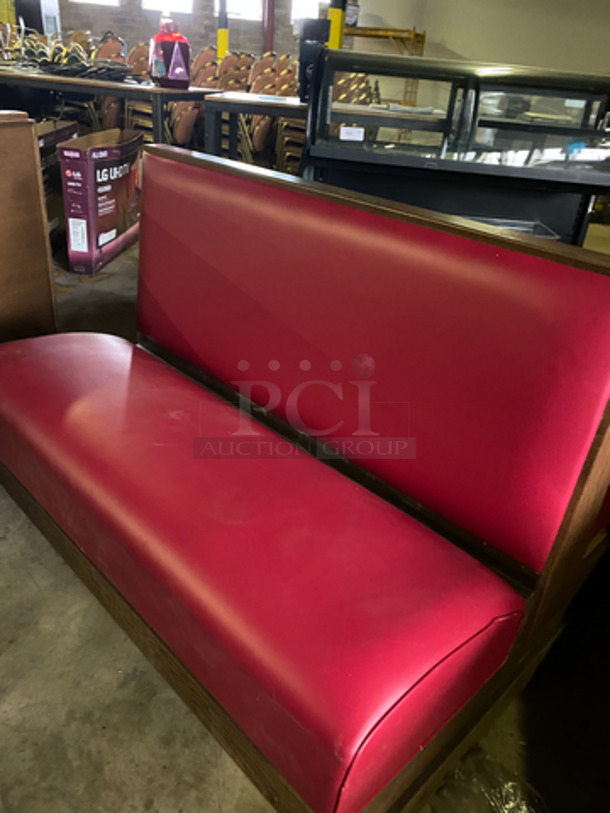 NEW! 2 Dual Sided Red Cushioned Booth Seat! With Wooden Outline! 2x Your Bid! - Image 7 of 8