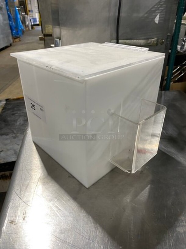 White Poly Multi-Purpose Container! With Clear Hinged Lid! With Side Cubbie! - Image 6 of 6