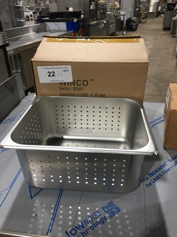 New In The Box! Winco Half Sized Perforated Pans! 6 x Your Bid! 