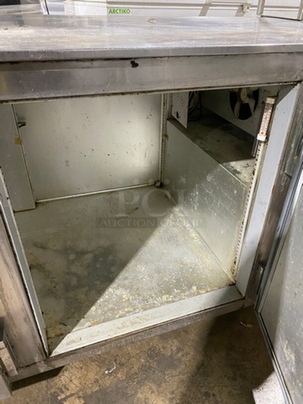 Beverage Air Commercial 3 Door Lowboy/Worktop Cooler! With 2 Overhead Shelves! All Stainless Steel! On Casters! Model: UCR93A SN: 6203130 115V 60HZ 1 Phase - Image 6 of 9