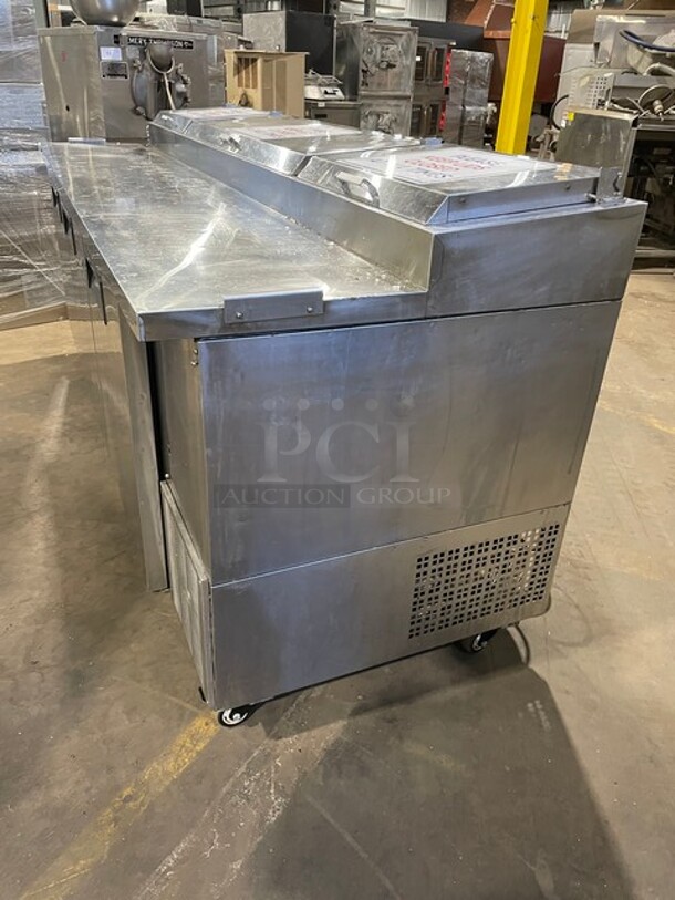 NICE! All Stainless Steel Commercial Refrigerated Pizza Prep Table! With 3 Door Refrigerated Storage Underneath! On Casters! 115V 1 Phase! - Image 2 of 12
