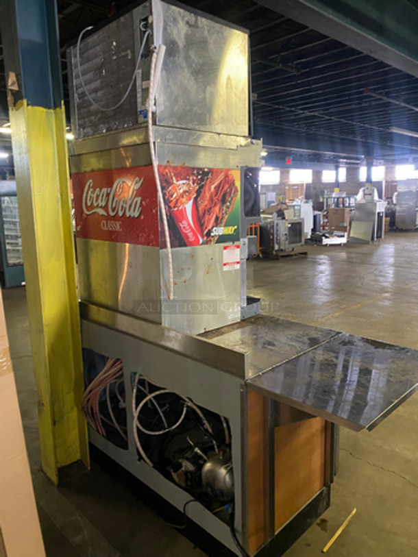 AMAZING FIND! Cornelius Commercial 8 Spout And Ice Dispenser Beverage System! With Ice-O-Matic Ice Making Machine Head! All On Stainless Steel Equipment Stand! With 2 Door Underneath Storage Space! All Stainless Steel! 2x Your Bid! Model: DF200BC 115V 60HZ 1 Phase, Model: ICE0500HT3 SN: 07121280011779 115V 60HZ 1 Phase - Image 4 of 10