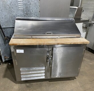 All Stainless Steel 2 Door Sandwich/Salad Prep Table! With Butcher Block Cutting Board!