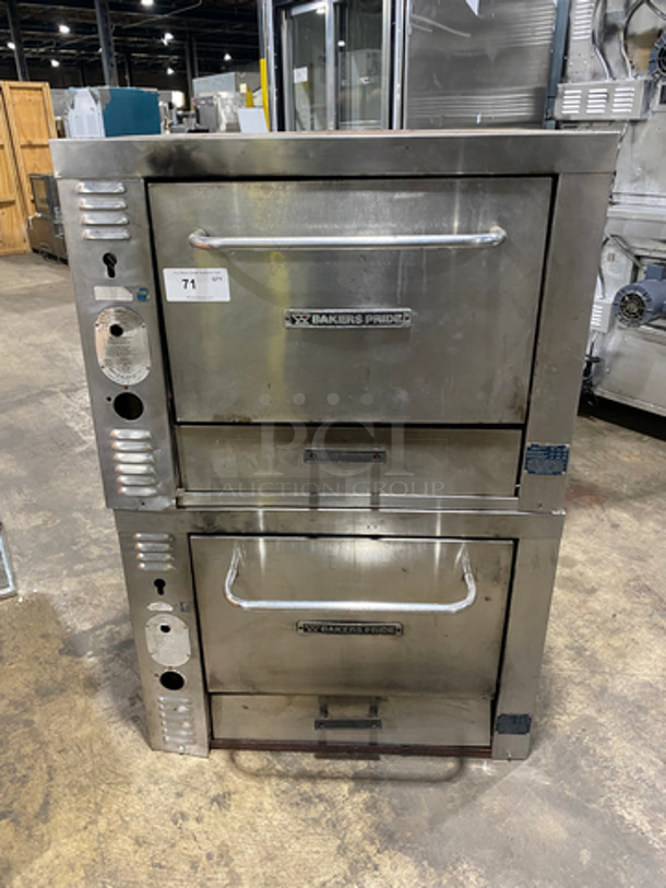 Bakers Pride Commercial Natural Gas Powered Double Deck Pizza Oven! All Stainless Steel! 2x Your Bid Makes One Unit! MISSING CONTROLS MODULE! Model: 922S SN: 2236