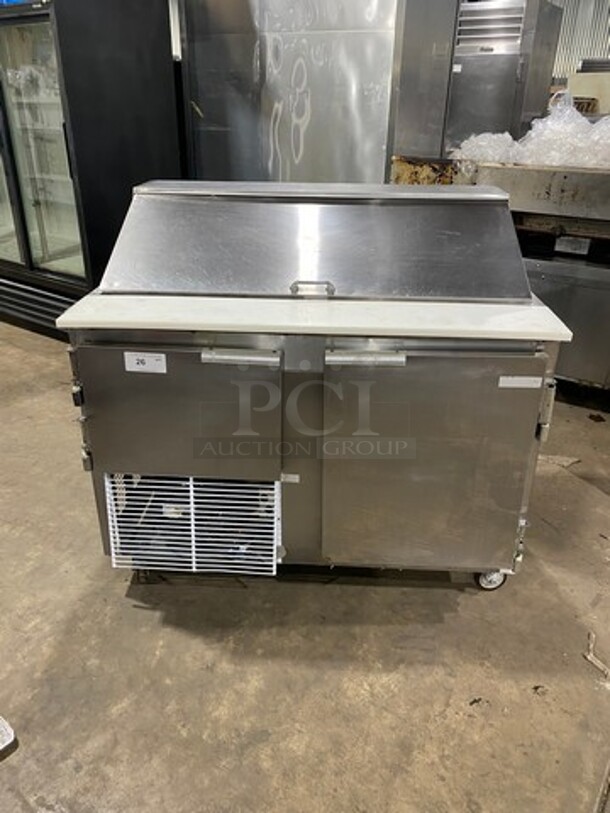 LEADER All Stainless Steel Sandwich/Salad Prep Table Cooler! Model LM48 S/C Serial PV10S1001E 115V/60Hz/ 1 Phase On Casters! - Image 1 of 9