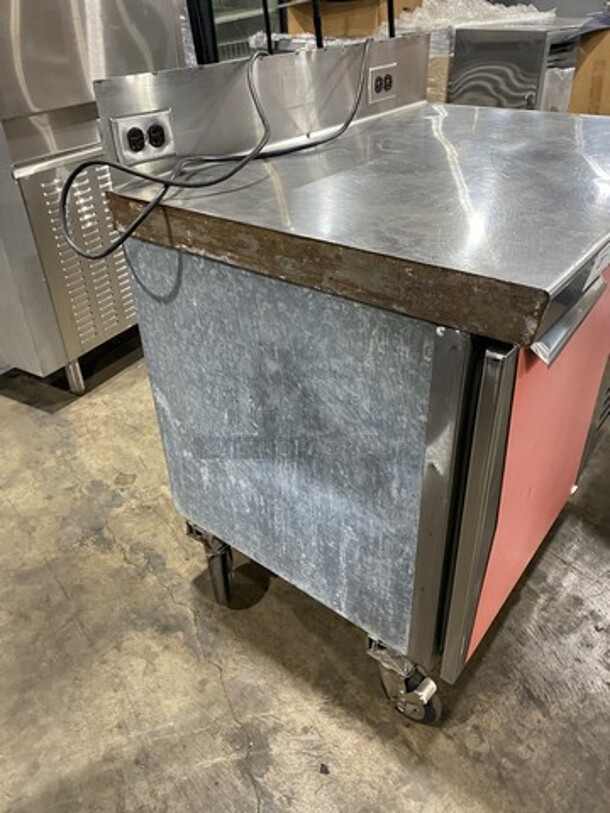 Delfield Custom Made One Door Lowboy Work Top Cooler! With Stainless Steel Top With Raised Back Splash! With Outlets! On Casters! 115V 1 Phase! - Image 2 of 6