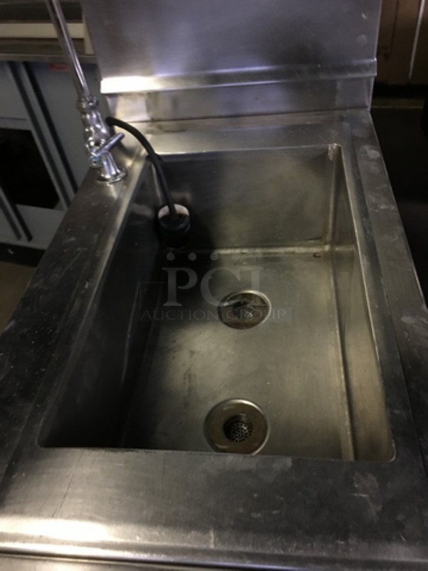 Hatco Single Bay Rinse Station! With Faucet And Handle! With Backsplash! All Stainless Steel! On Legs!  - Image 5 of 8