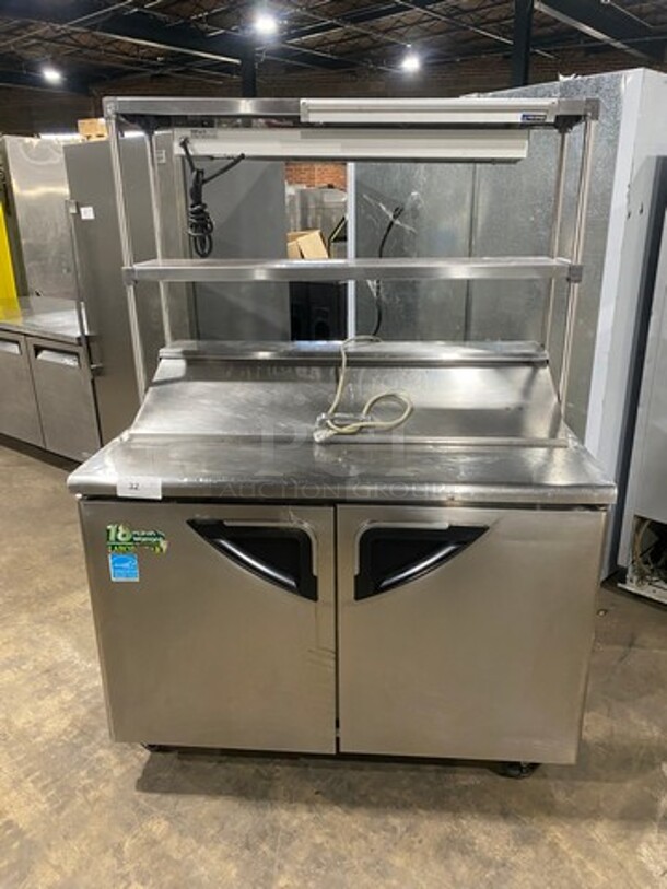 Turbo Air Commercial Refrigerated Sandwich Prep Table! With 2 Door Storage Space! Poly Coated Racks! With Overhead Shelf Space! All Stainless Steel! On Casters! Model: TST48SD - Image 1 of 11