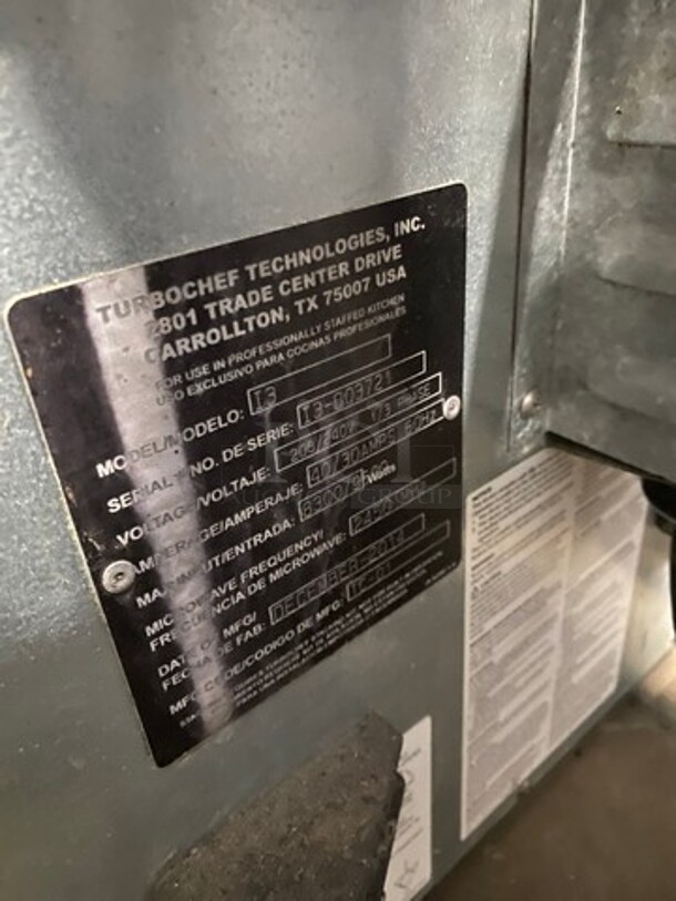 TURBOCHEF Convection/Microwave Oven, Rapid Cook  Model I3 Serial I3-D03721 208/240V/60Hz/1/3 Phase - Image 5 of 6